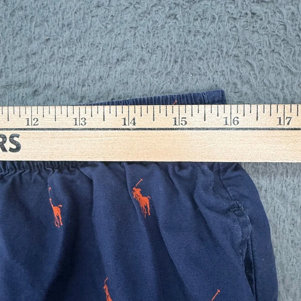 Polo‎ Ralph Lauren Pajama Shorts Mens M Navy Blue Orange Pony Logo Loungewear